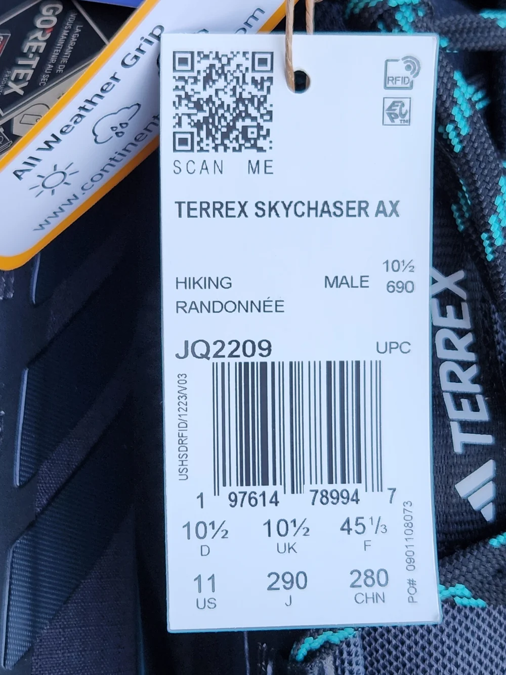 ADIDAS Terrex Skychaser AX5 Gore-tex Hiking Shoes Mens 11 US Blue Green JQ2209